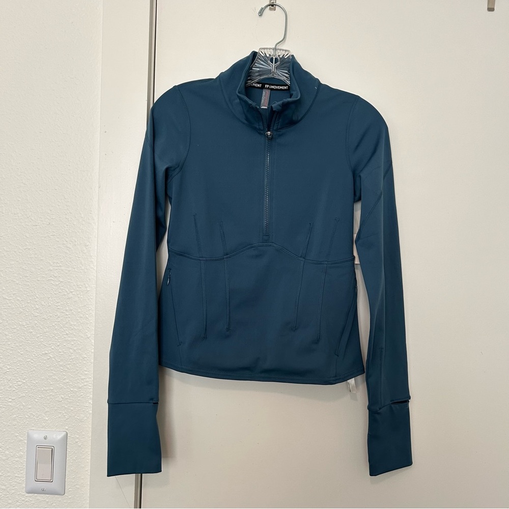 NWT Free People Movement Run the Course Half Zip Pullover Color High Tide